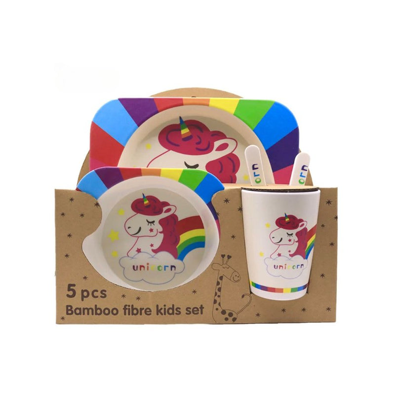 kid 5 Piece Bamboo Fiber Dinner Set For Kids - Cupindy