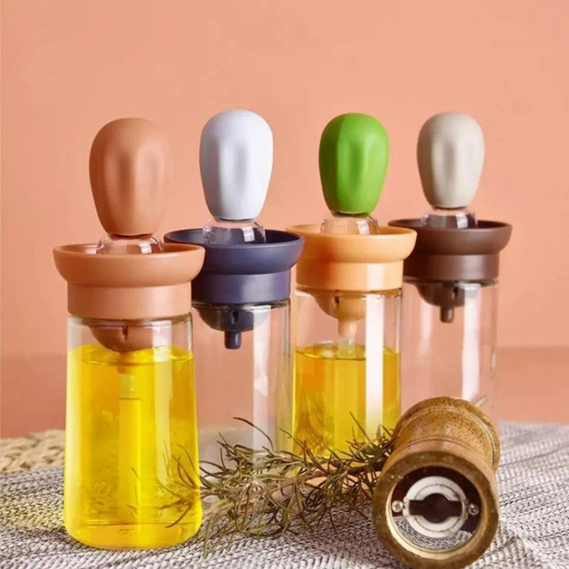 Kitchen 2 in 1 Silicone Oil Dropper - 180 ml - Multi Colors - 1 Piece - Cupindy