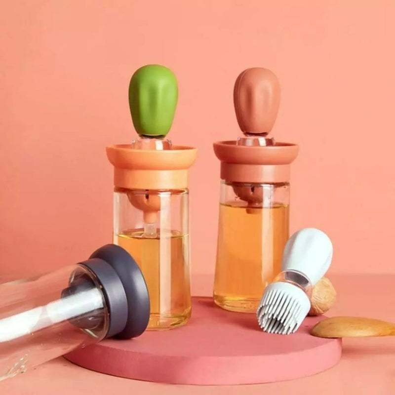 Kitchen 2 in 1 Silicone Oil Dropper - 180 ml - Multi Colors - 1 Piece - Cupindy