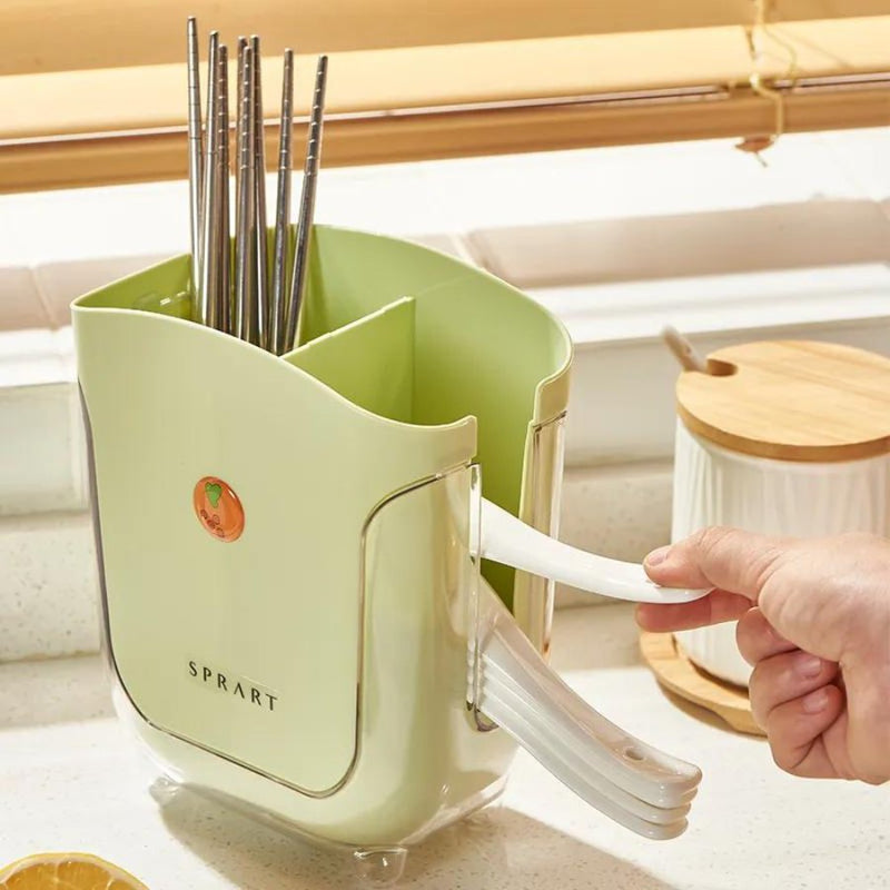 Kitchen Double Layer Drain Chopsticks Cage Multifunction - Orange - Cupindy