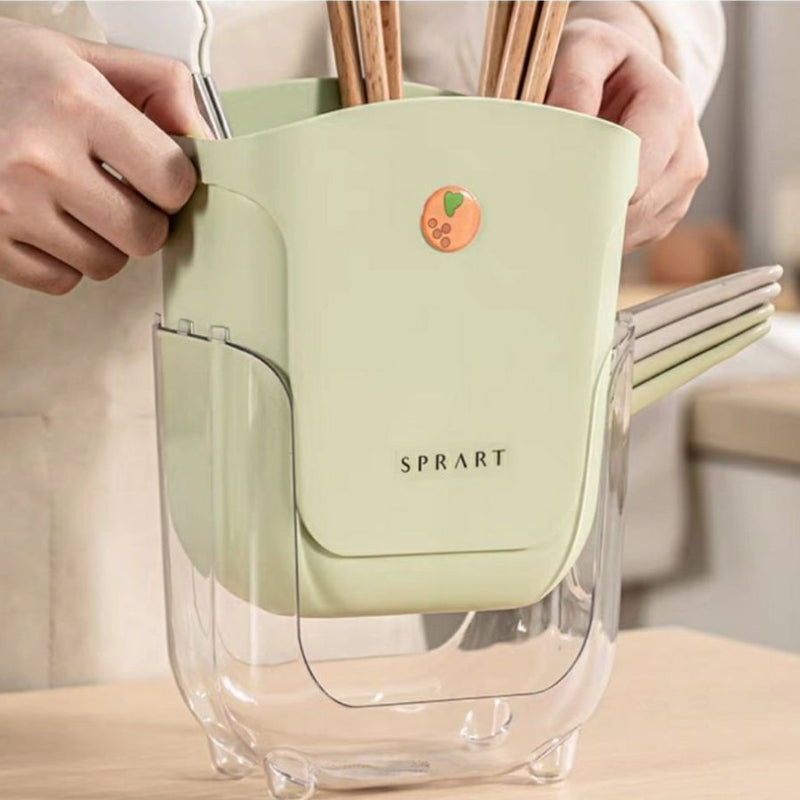 Kitchen Double Layer Drain Chopsticks Cage Multifunction - Orange - Cupindy