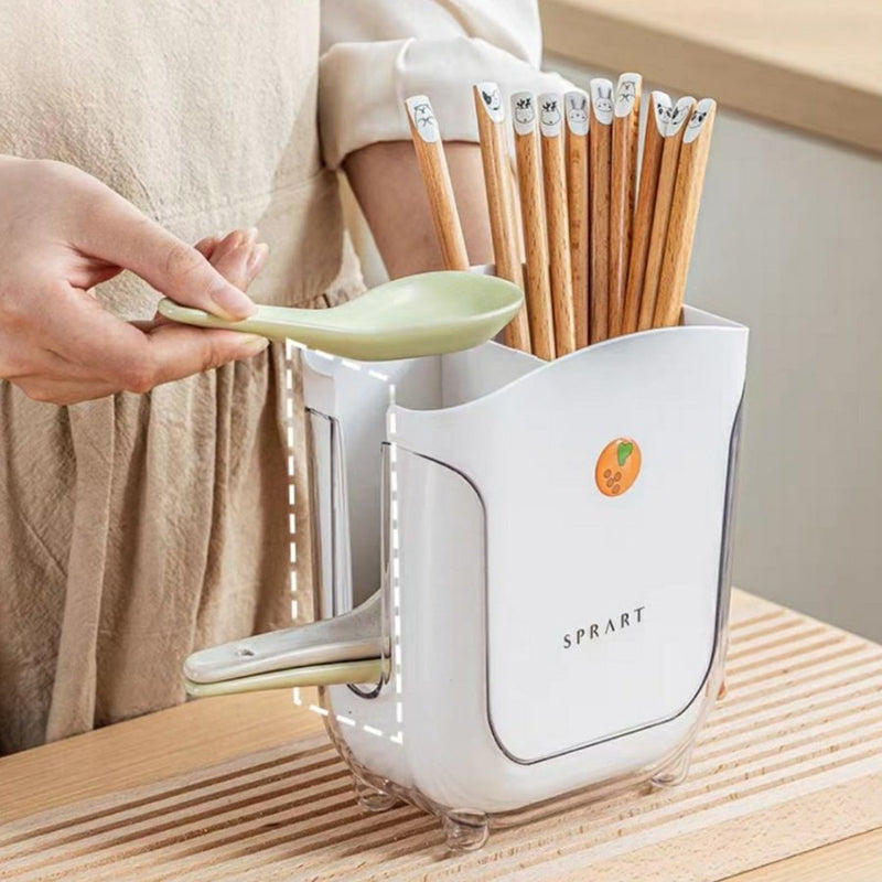 Kitchen Double Layer Drain Chopsticks Cage Multifunction - Orange - Cupindy
