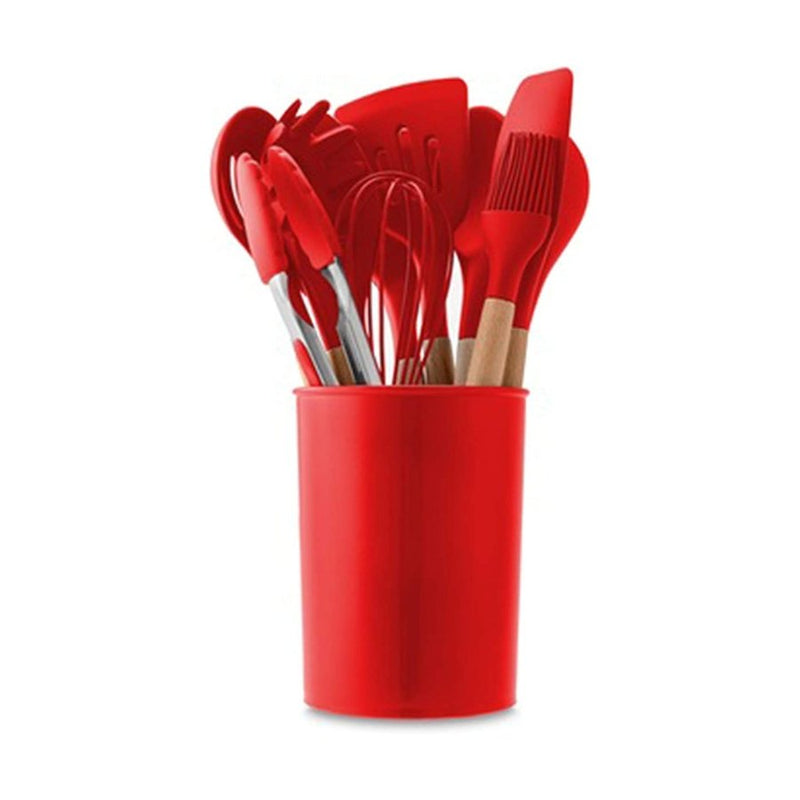 Kitchen Utensils Set of 12, Silicone Cooking Utensils with Holder, Non-stick Cookware Friendly & Heat Resistant - Cupindy