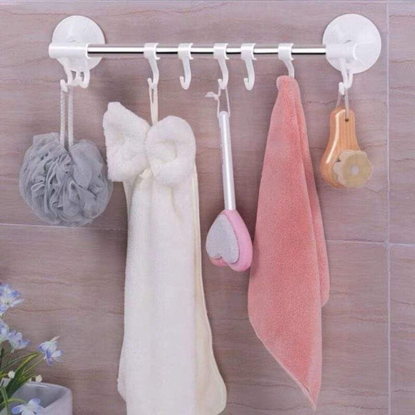 Large Hanger With 6 Hooks - Strong Wall Attachable - Multi Colors - Cupindy