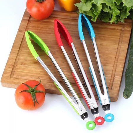 Large Silicone and Stainless Steel Tong - Multi Colors - Cupindy