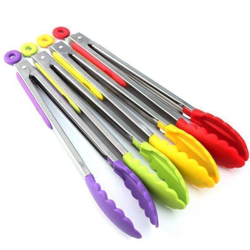 Large Silicone and Stainless Steel Tong - Multi Colors - Cupindy