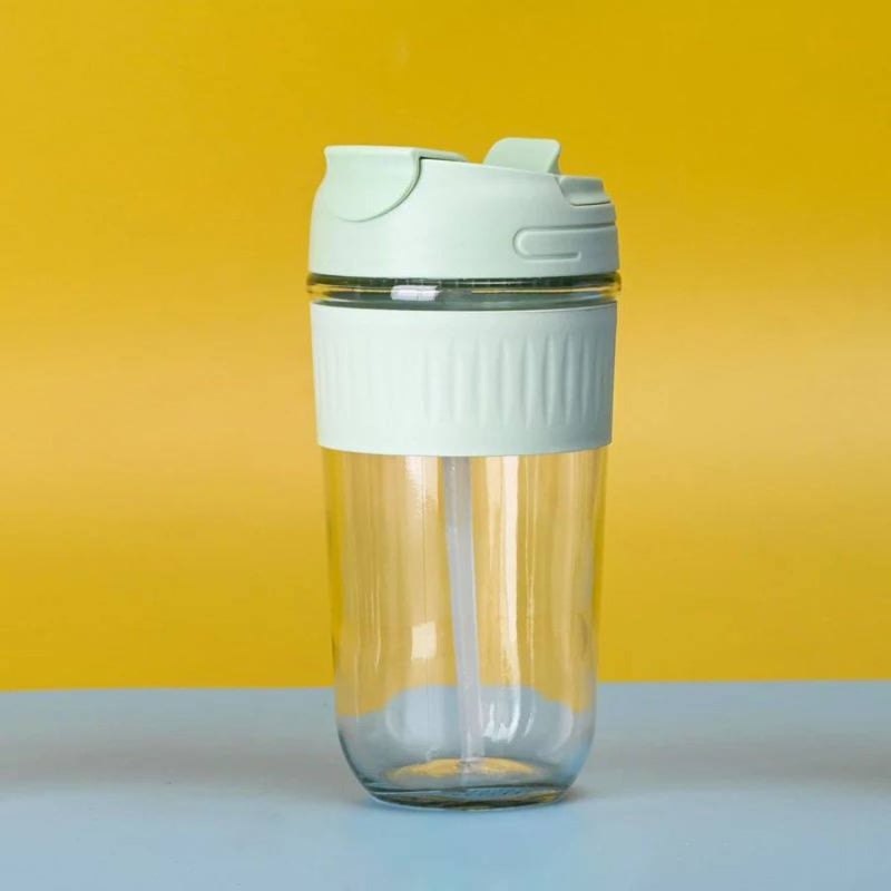Leak Proof Glass Travel Coffee Mug with Lid and Straw - 500 ML - Cupindy