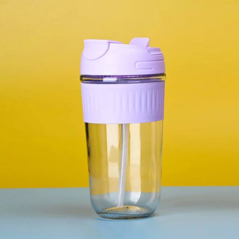 Leak Proof Glass Travel Coffee Mug with Lid and Straw - 500 ML - Cupindy