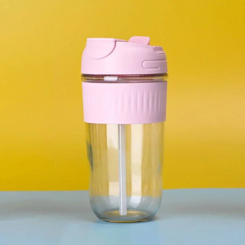 Leak Proof Glass Travel Coffee Mug with Lid and Straw - 500 ML - Cupindy