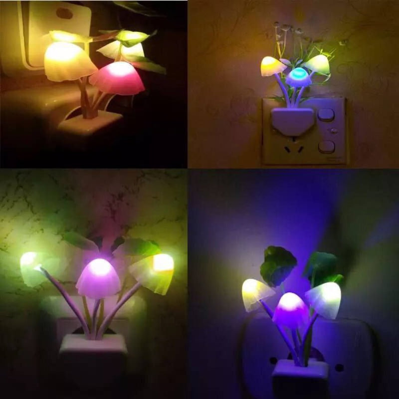 Light Sensing Night Light - Plug in LED Mushroom Lamp - Cupindy