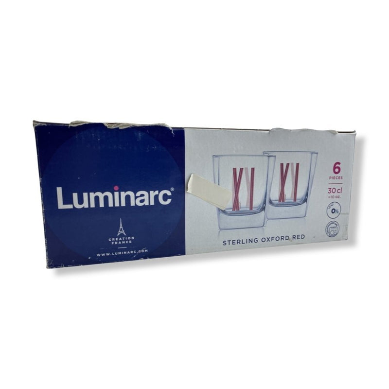 Luminarc Sterling Oxford Red Set of 6 Pieces Drinkware Cups, 300 ml - Cupindy