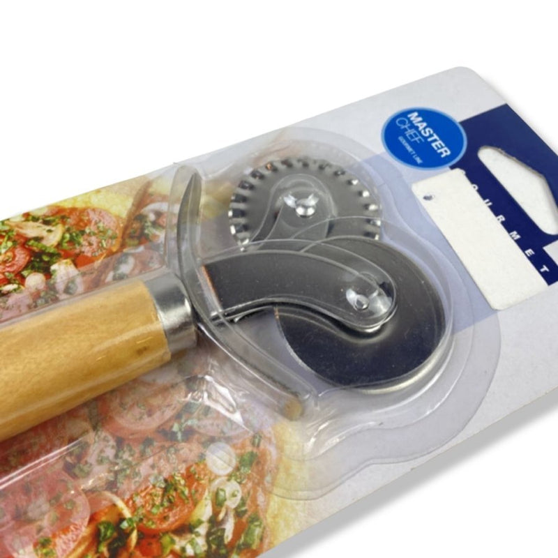 Master Chef Stainless Steel Pizza Slicer, With Wooden Handle - Cupindy