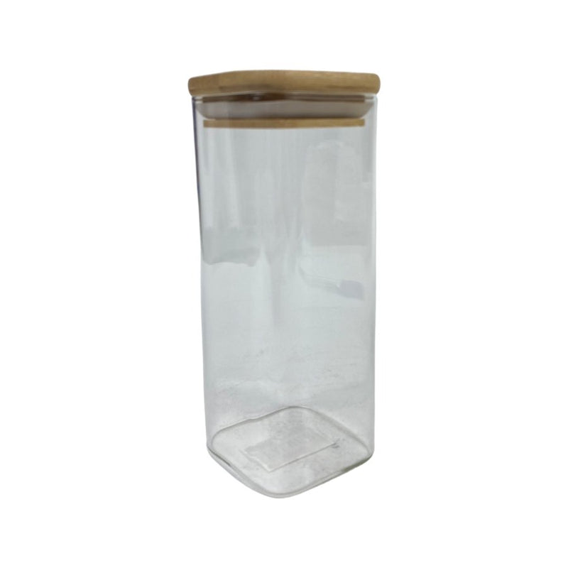 Medium Glass Food Container Storage With Wooden Cover, 1 Piece (15 x 6 cm) - Cupindy