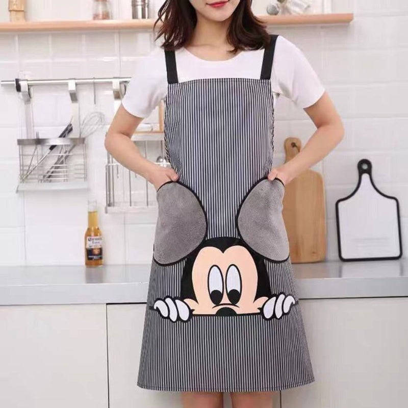 Mickey kitchen apron anti grease bib and double sided towel - Cupindy