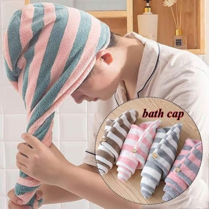 Microfiber Hair Dry Cap Colorful Striped - Cupindy