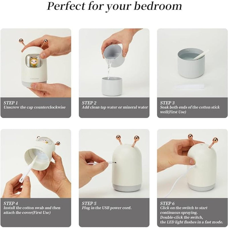 Mini Humidifier, Cute 300 ml, USB - Cupindy