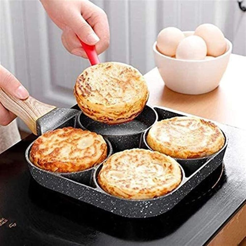 Nonstick Frying Pans 4 Hole Omelet Pan for Burger Eggs Ham Pancake Maker - Frying Pot Non-Stick Cooking Breakfast - Cupindy