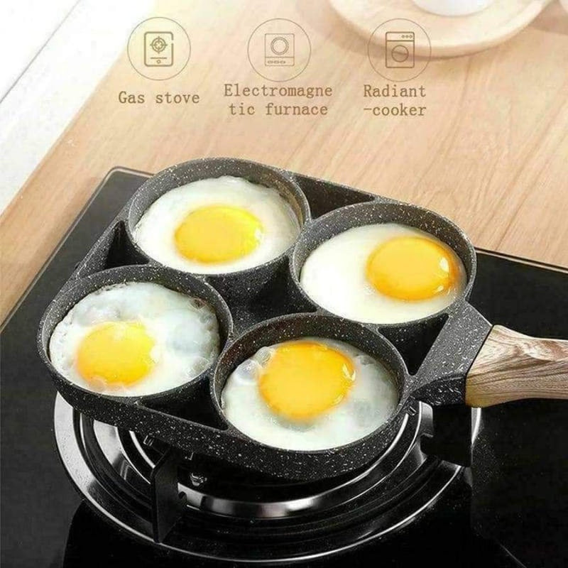 Nonstick Frying Pans 4 Hole Omelet Pan for Burger Eggs Ham Pancake Maker - Frying Pot Non-Stick Cooking Breakfast - Cupindy