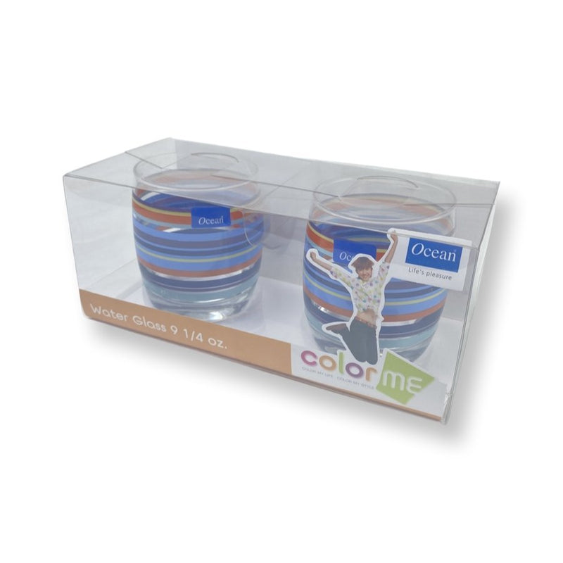 Ocean Glassware, Set of 2 Pcs, Color Me, Blue Lines, 274 ml - Cupindy