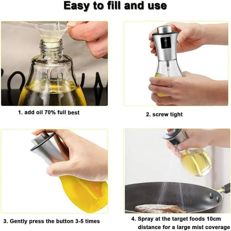 Oil Sprayer for Cooking, Refillable With Stainless Steel Lid - 200 ml - Cupindy