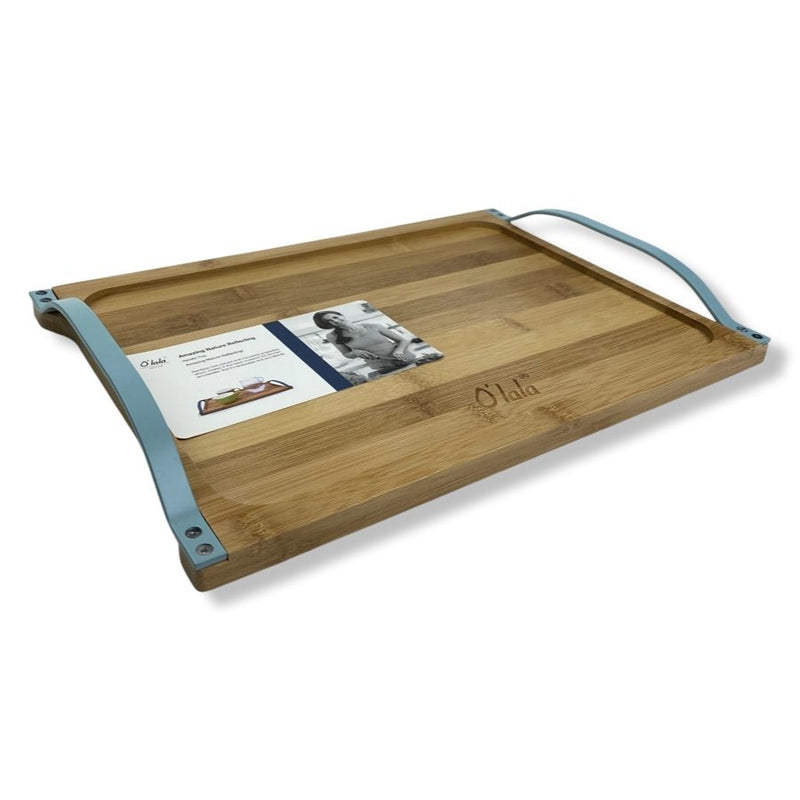 O'lala Large Wooden Handle Tray With Metal Handles - SK-9443 - Cupindy
