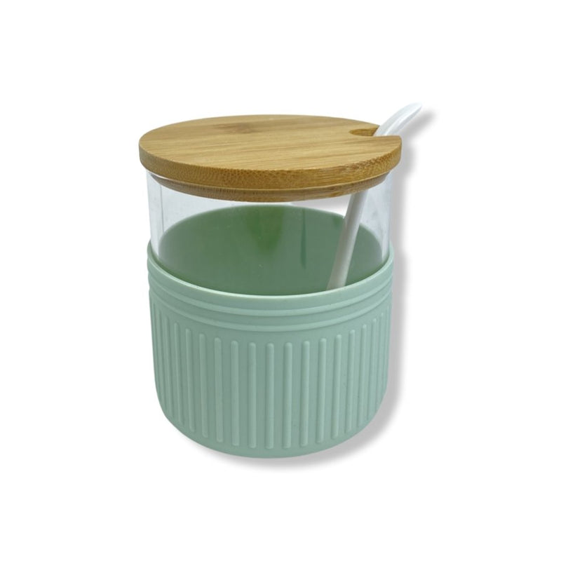 O'lala Set of Wooden and Glass Spice Jar With Spoon, Borosilicate Glass- SK-7111 - Cupindy