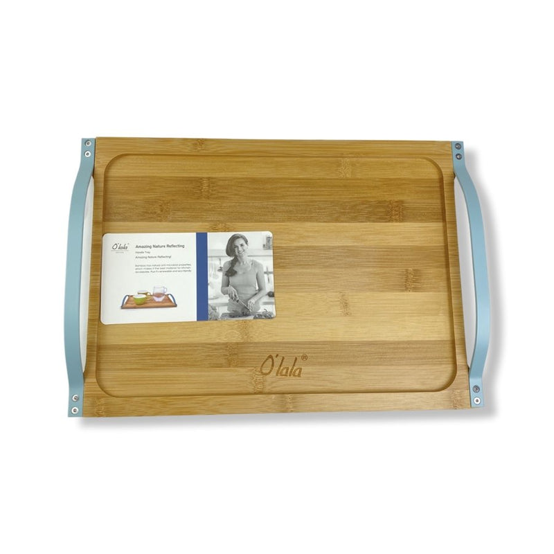 O'lala Wooden Handle Tray With Metal Handles - SK-9442 - Cupindy