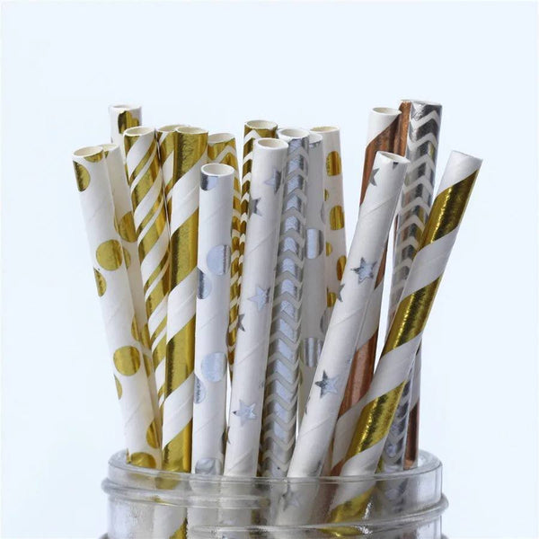 Paper Straws for drinking - 25 Pieces - Multi Colors - Cupindy