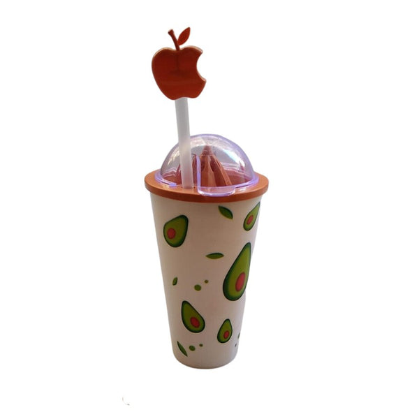 Plastic Cup With Juicer and Straw - Multi Colors - Cupindy