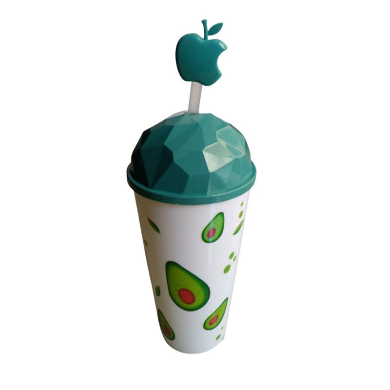 Plastic Cup With Straw - Multi Colors - Cupindy