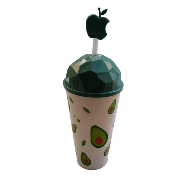 Plastic Cup With Straw - Multi Colors - Cupindy