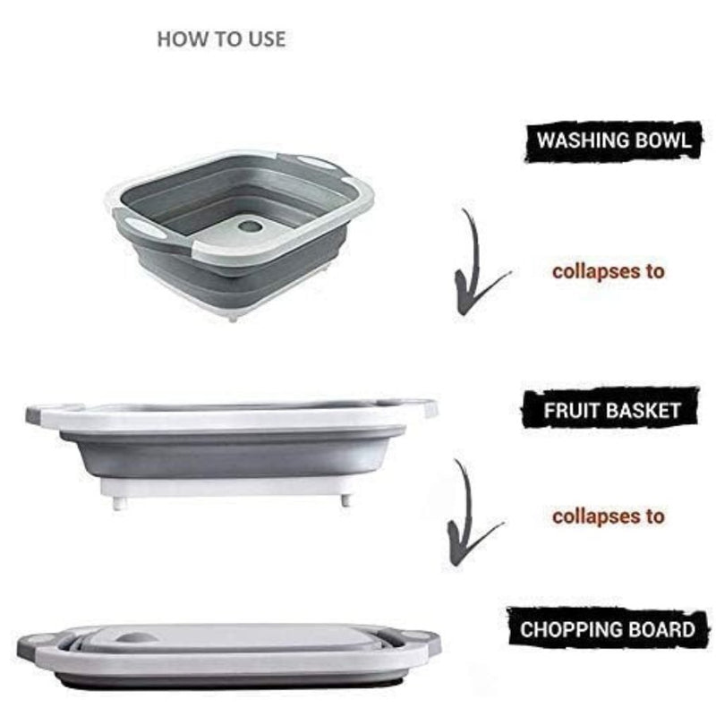 Plastic Cutting Board Dish Tub, Multifunction Foldable Dish Tub - Cupindy