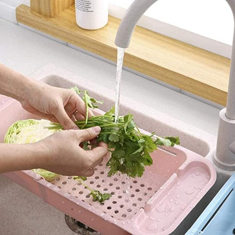 Plastic Foldable Colander Over Sink for Vegetables and Fruits, multi color - Cupindy