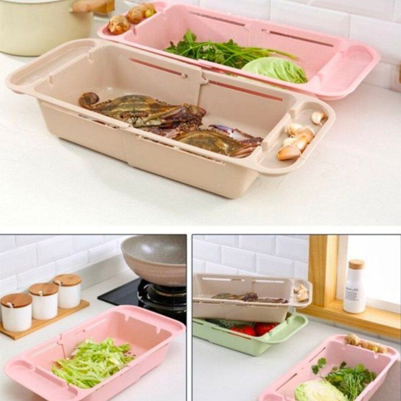 Plastic Foldable Colander Over Sink for Vegetables and Fruits, multi color - Cupindy