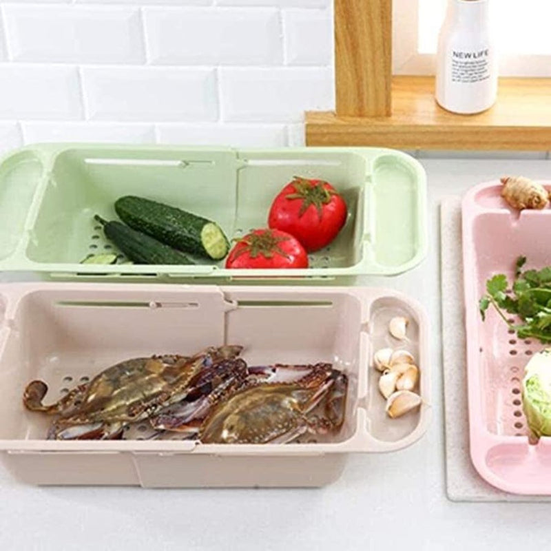 Plastic Foldable Colander Over Sink for Vegetables and Fruits, multi color - Cupindy