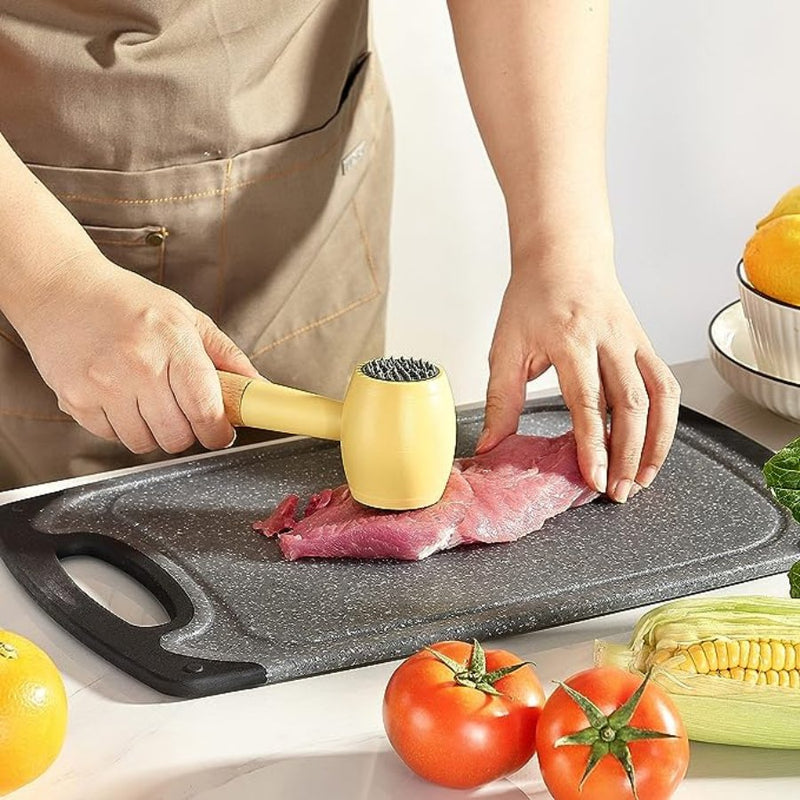 Plastic Meat Tenderizer Hammer with Comfortable-Grip Wooden Handle - Cupindy