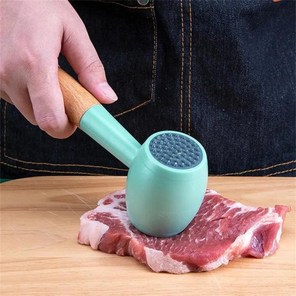 Plastic Meat Tenderizer Hammer with Comfortable-Grip Wooden Handle - Cupindy