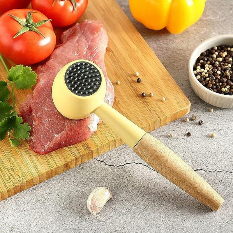 Plastic Meat Tenderizer Hammer with Comfortable-Grip Wooden Handle - Cupindy