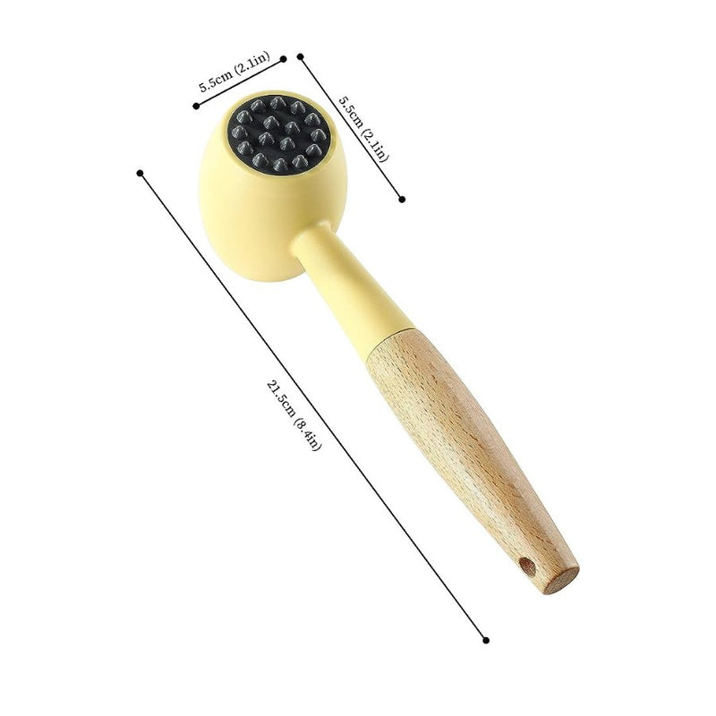 Plastic Meat Tenderizer Hammer with Comfortable-Grip Wooden Handle - Cupindy