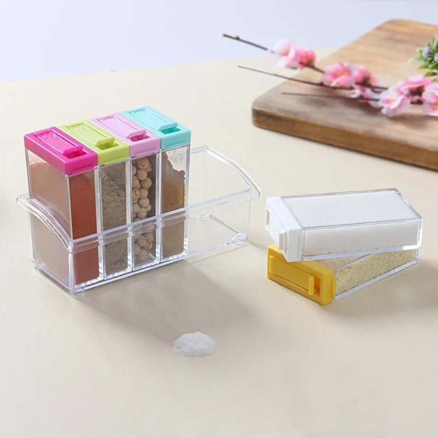 Plastic Transparent Seasoning Box Spices Case, 6-Pieces, Multicolor - Cupindy