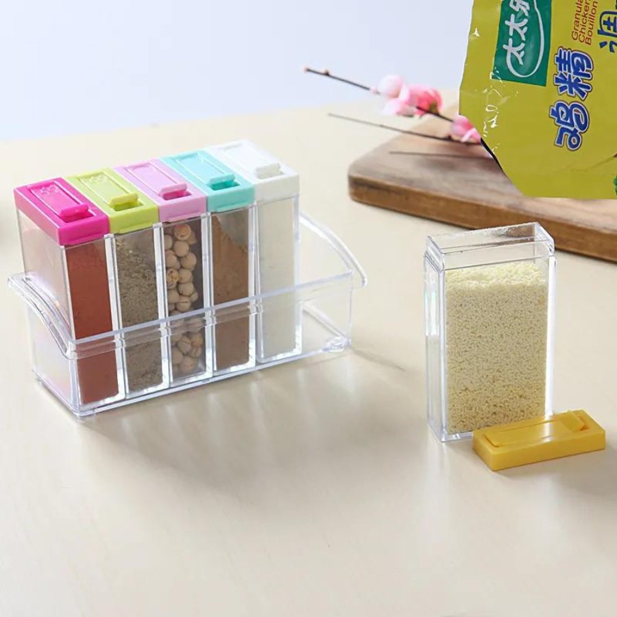 Plastic Transparent Seasoning Box Spices Case, 6-Pieces, Multicolor - Cupindy