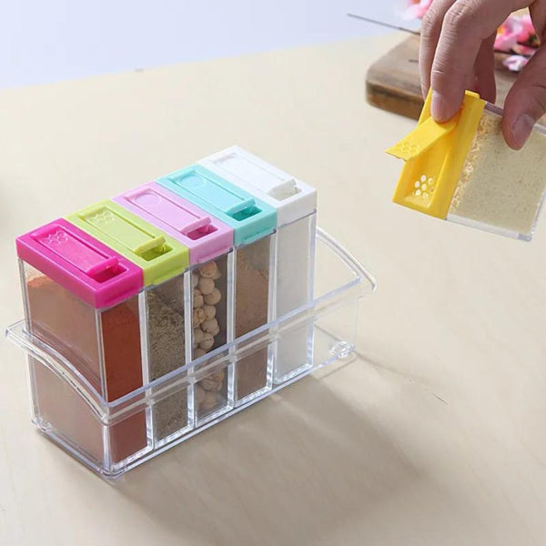 Plastic Transparent Seasoning Box Spices Case, 6-Pieces, Multicolor - Cupindy