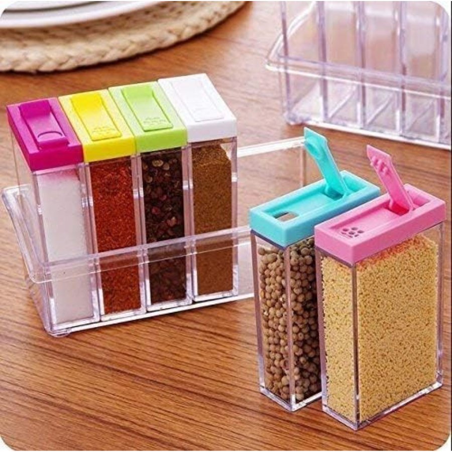 Plastic Transparent Seasoning Box Spices Case, 6-Pieces, Multicolor - Cupindy
