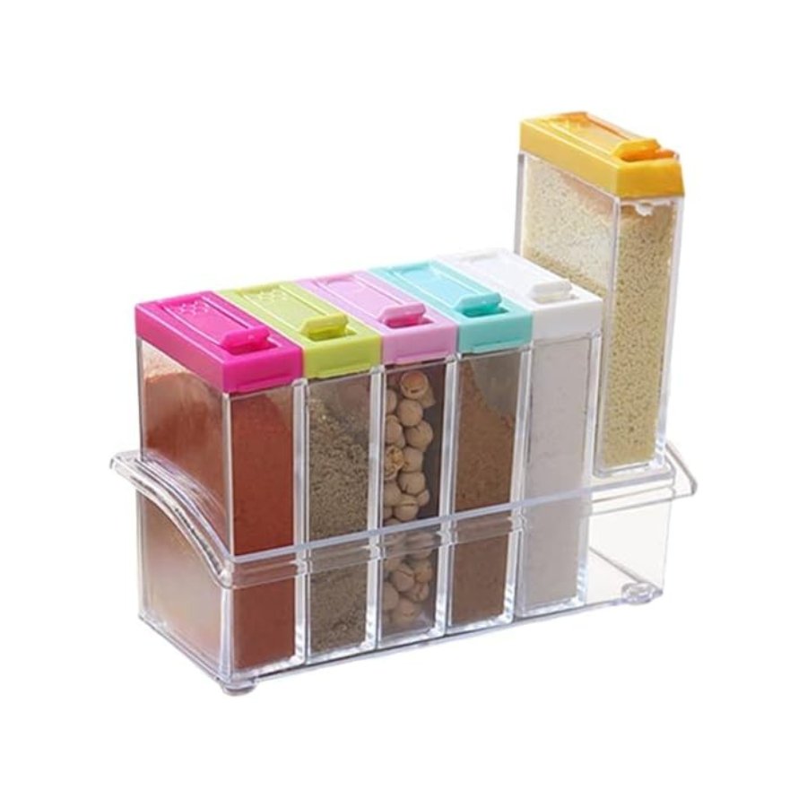 Plastic Transparent Seasoning Box Spices Case, 6-Pieces, Multicolor - Cupindy