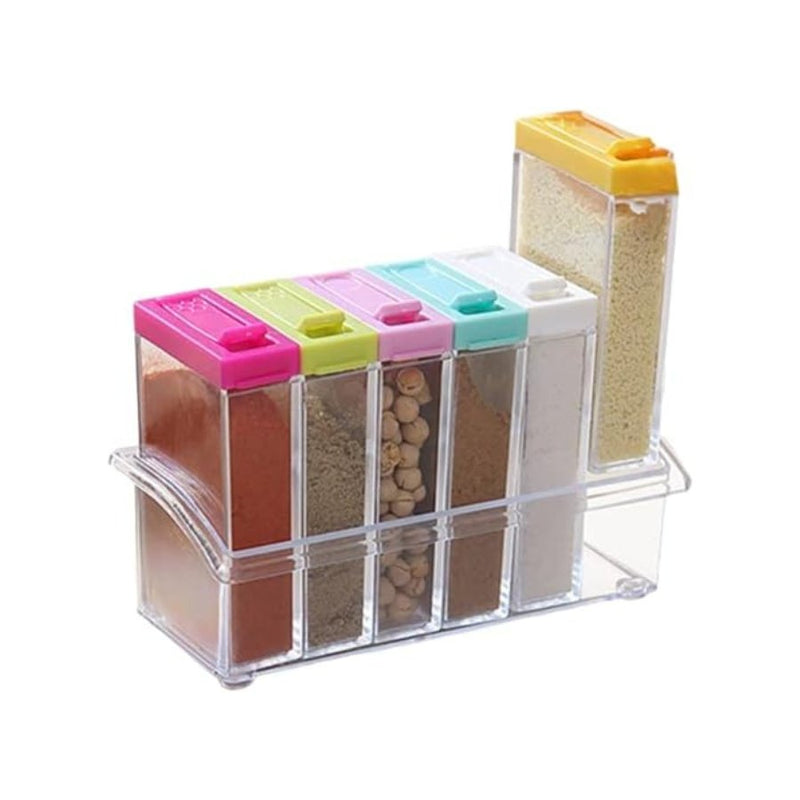 Plastic Transparent Seasoning Box Spices Case, 6-Pieces, Multicolor - Cupindy