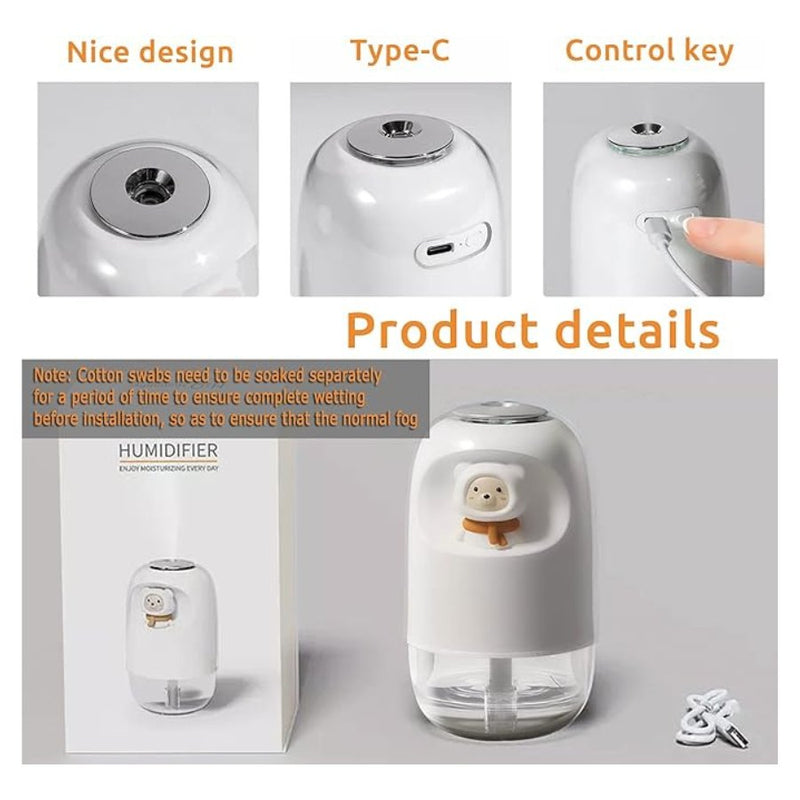 Portable Mini Humidifier, 300ml USB Home, Office and Car - Cupindy