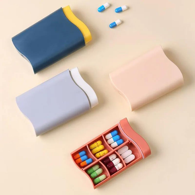 Portable Mini Plastic Pill, 6 Compartment Box - Cupindy