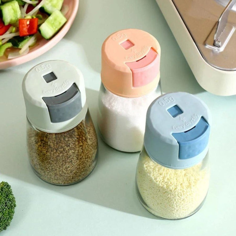 Kitchen Seasoning Bottle 0.5g Metering Salt Shaker Push Type Salt