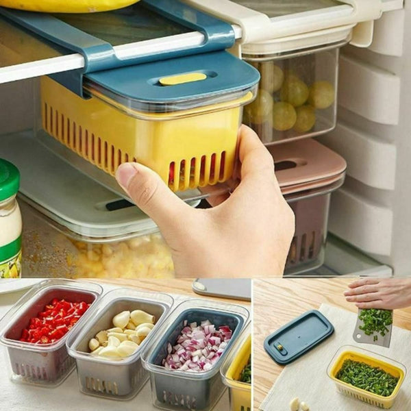 Refrigerator Organizer Bins with Removable Drain Pan - Cupindy