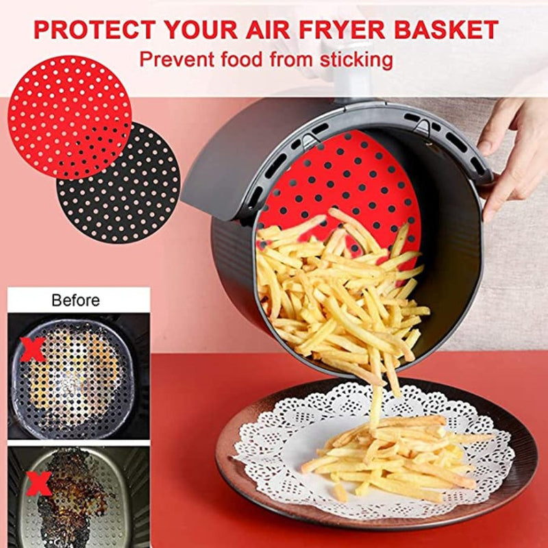 1pc Reusable 8-inch Round Air Fryer Liner - Random Color